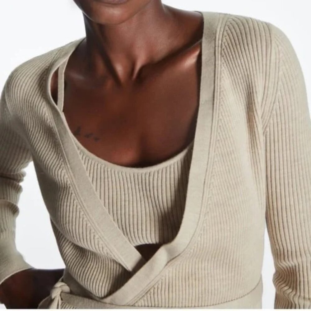 COS Ribbed Wrap Cardigan - Picture 3 of 8